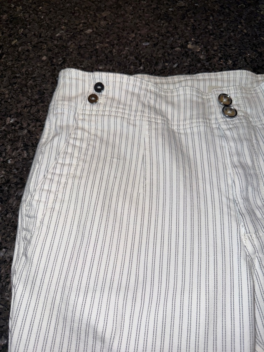 Pilcro And The Letterpress White With Black Pin Striping High Rise Skinny Jeans - Picture 5 of 10
